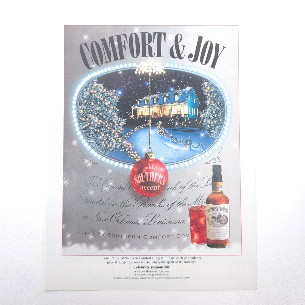 Vintage Southern Comfort and Joy Print Ad Holiday Christmas Liquor Advertising